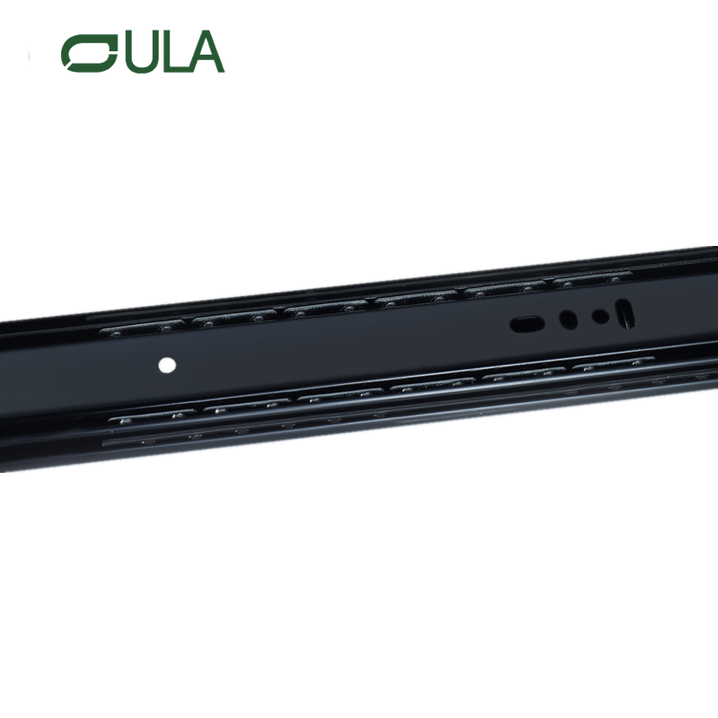 Trilho deslizante de gaveta de aço resistente com acabamento preto de extensão completa de ferragens para móveis 