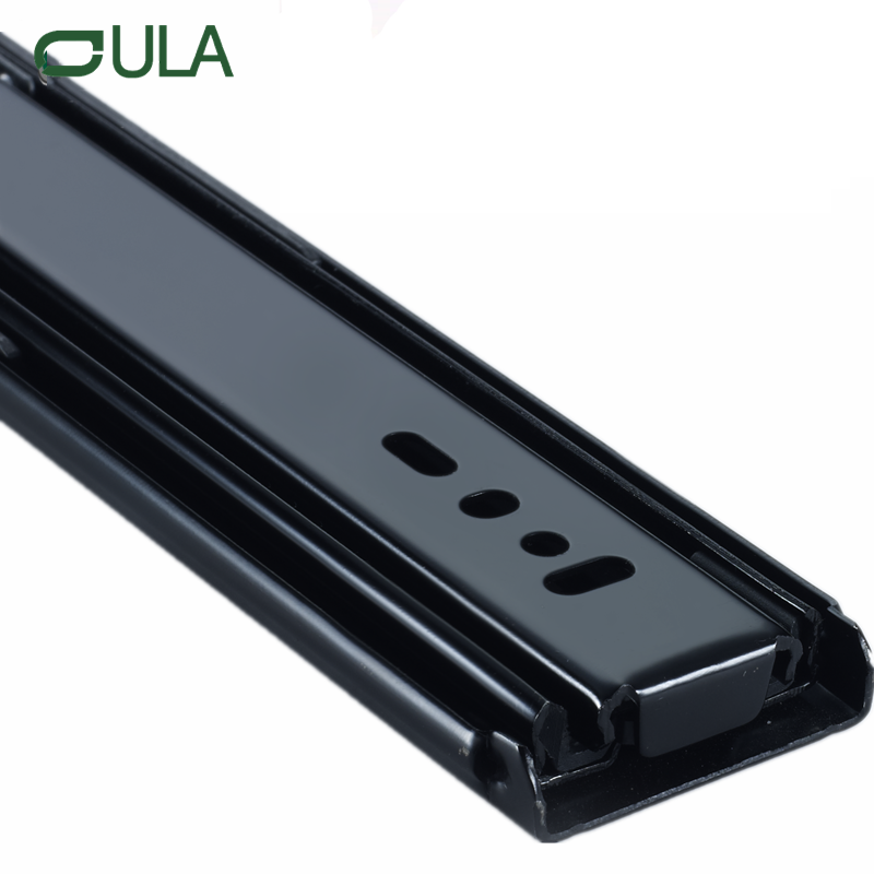 Trilho deslizante de gaveta de aço resistente com acabamento preto de extensão completa de ferragens para móveis 