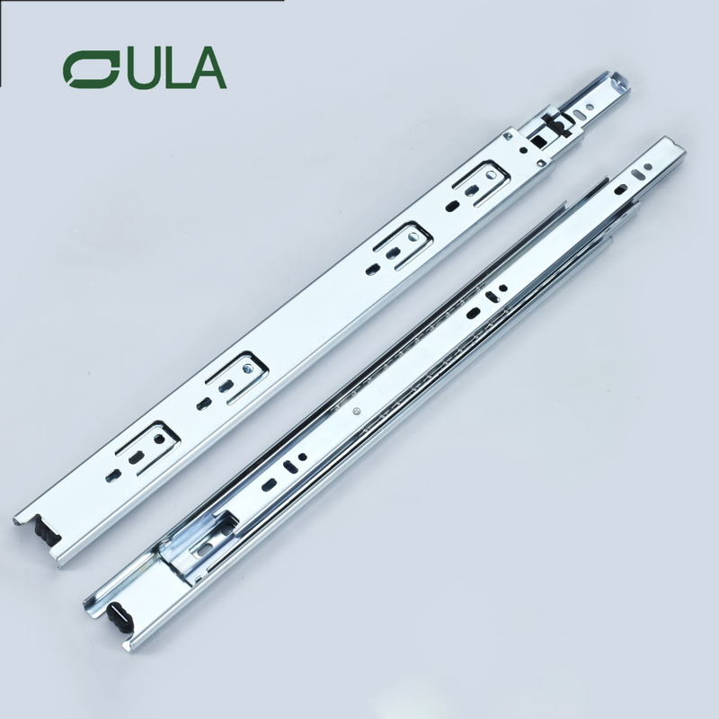 40 mm de largura telescópica rolamento de esferas de zinco/preto gaveta de acabamento pontilhado corredor slide 3- slide da gaveta de extensão dobrada