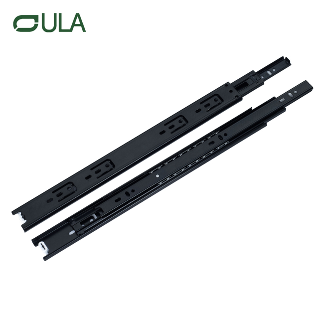Telescópico 3 dobra rolamento de esferas preto gaveta de acabamento Slide de 40 mm de largura Furros de hardware de hardware Rails