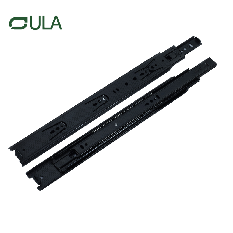 Slides de gaveta de acabamento pontilhado preto com rolamento de esferas pretas