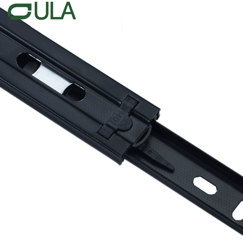 Canal telescópico de hardware de móveis Black acabamento Gaveta corredor Slide 35mm 3 slides de rolamento de esferas para gabinete para gabinete